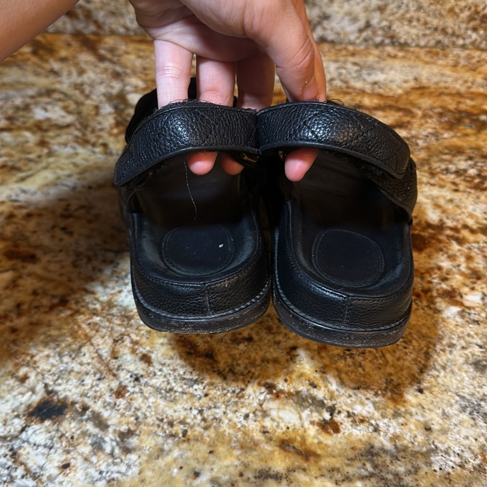 CHANEL Black Leather Dad Sandals - Picture 5 of 9